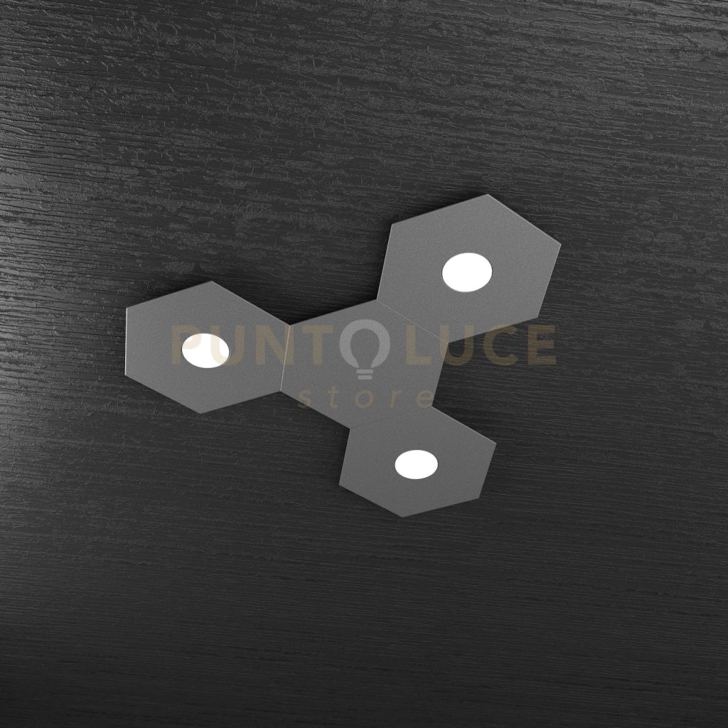 HEXAGON APPLIQUE-PLAFONIERA 3 LUCI + 1 DECORATIVO GRIGIO ANTRACITE 1142-3L1D-GA