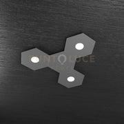 HEXAGON APPLIQUE-PLAFONIERA 3 LUCI + 1 DECORATIVO GRIGIO ANTRACITE 1142-3L1D-GA