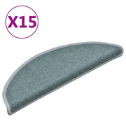 Tappetini per scale 15 pz | Gradini per Scale 56x17x3 cm Blu mare semicircolari