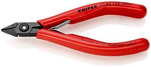 KNIPEX 75 02 125 Tronchese per Elettronica con Cerniera Avvitata e Guaine in Plastica colore Nero