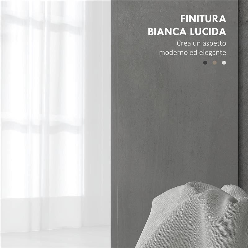 MOBILE SOTTOLAVABO BAGNO CON ARMADIETTO 2 ANTE E RIPIANO REGOLABILE 80X34X60 CM BIANCO LUCIDO