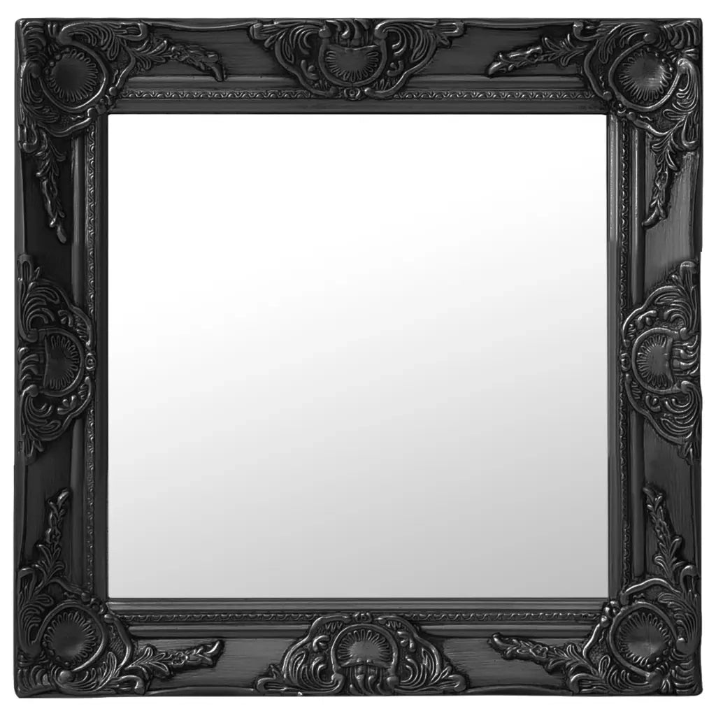 Specchio da Parete Stile Barocco 50x50 cm Nero