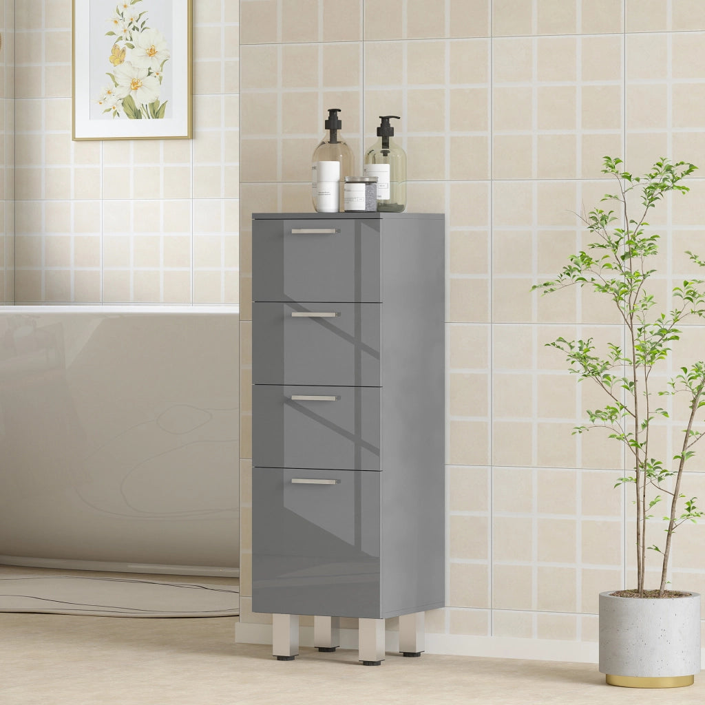 Armadietto da Bagno con 4 Cassetti ¨C Zephmum ¨C Grigio 60x30x