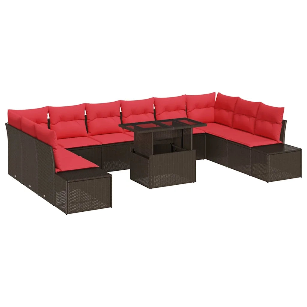 Set Divano da Giardino 11 pz Marrone polyrattan 3357997