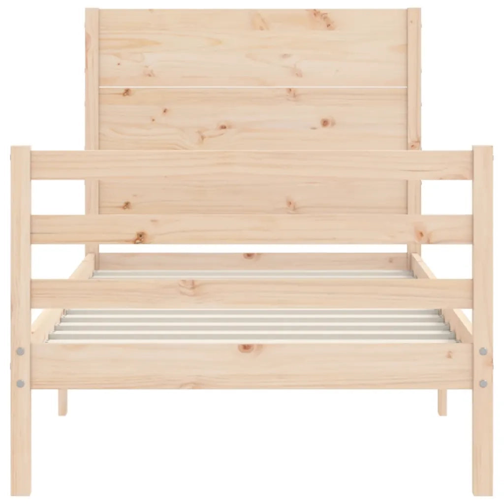 Giroletto con Testiera-Struttura Letto con testiera 90x200 cm in Legno Massello 589895