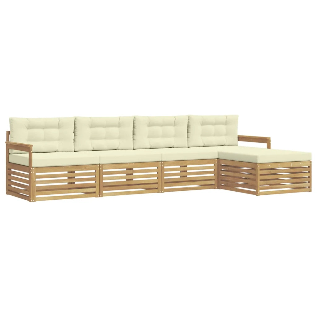 Set di divani da esterno 5 pcs Bianco e Crema Poliestere 3390310