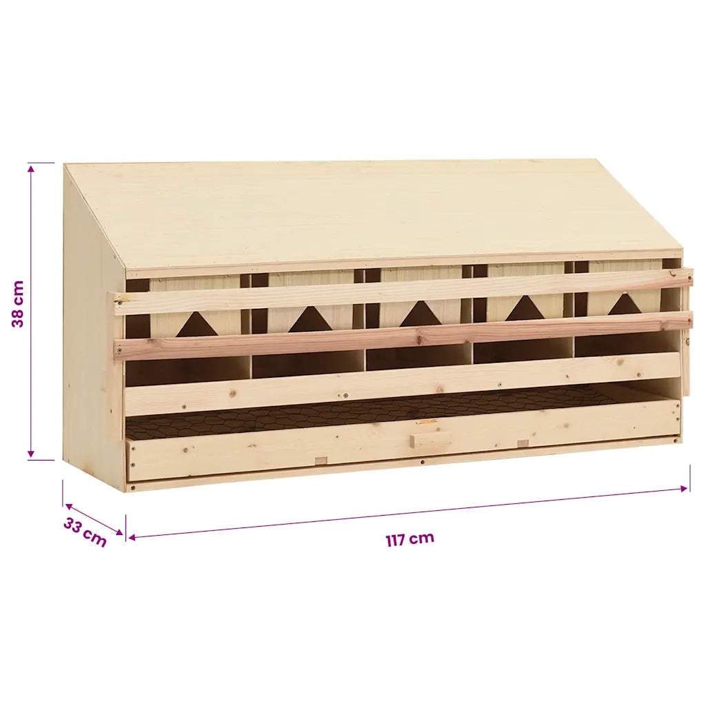 Casetta Cova per Galline 5 Scomparti 117x33x38 cm Legno di Pino