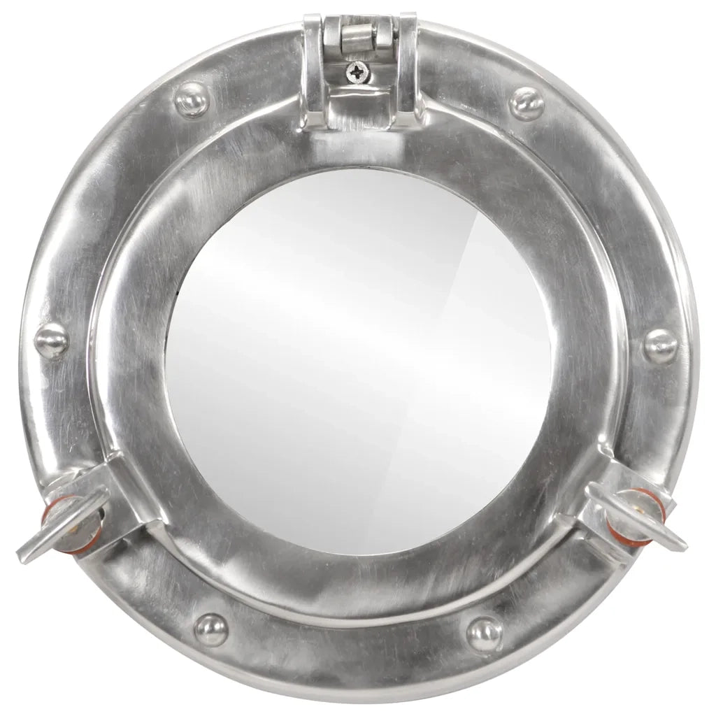 Specchio da Parete Design Oblò Ø23 cm in Alluminio e Vetro 357847