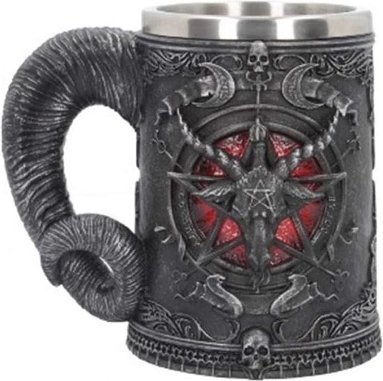 Bicchiere da birra 165 cm - Testa di Capra Sabbatica - Baphomet - Insertio in Acciaio Inossidabile Nera