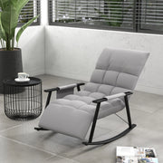 Poltrona a dondolo relax con poggiapiedi e schienale regolabile, tasca laterale, in poliestere grigio 134 × 60 × 70 cm