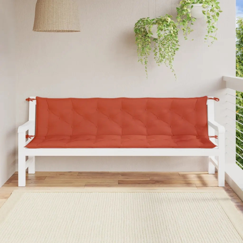 Cuscini Panca Giardino 2pz-Cuscini per panchina da esterno Rosso M¨¦lange 200x50x7 cm Tessuto