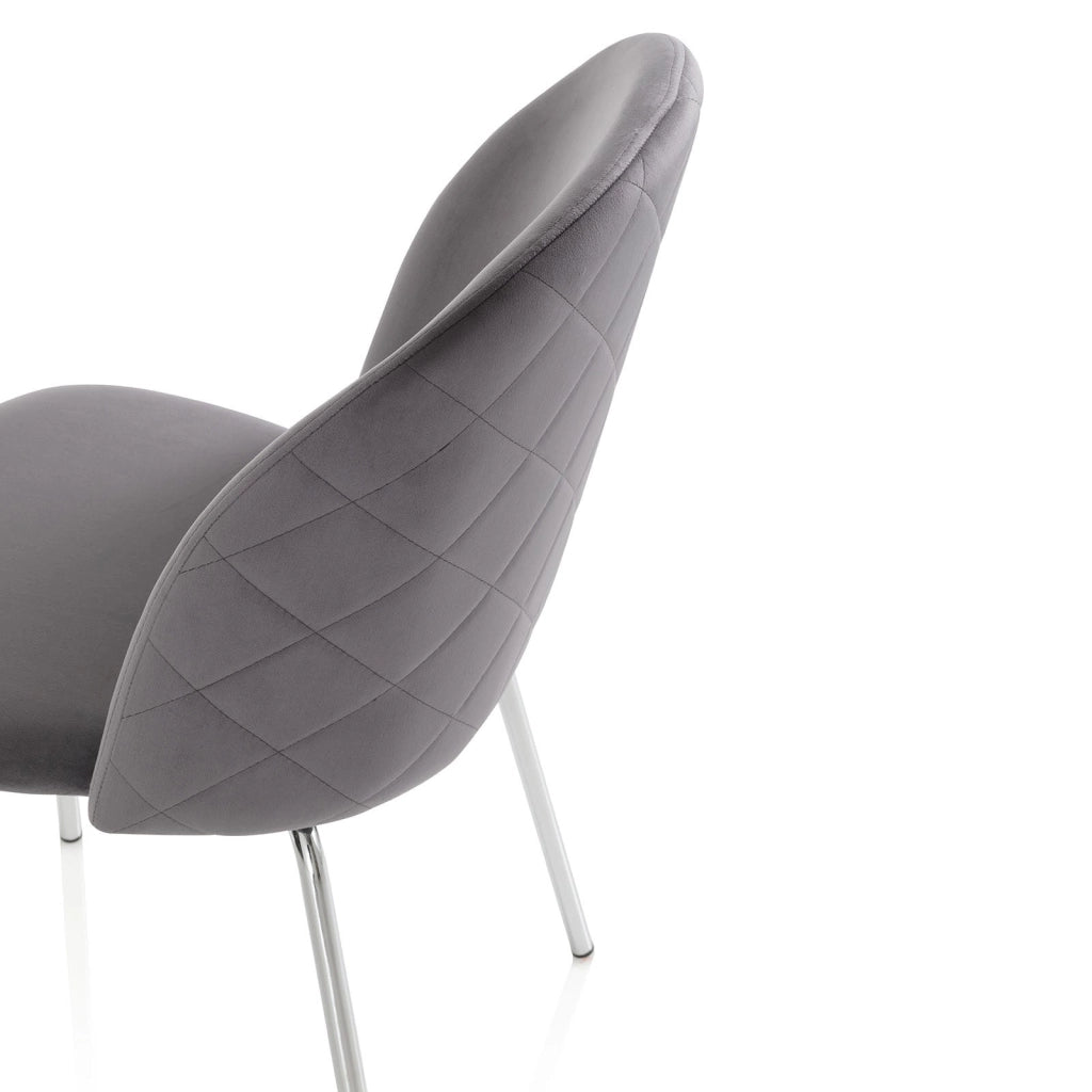 Set 2 Sedie 45x47x85 cm in Velluto Grigio
