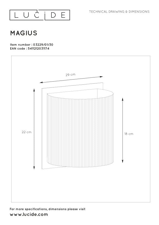 Applique Lucide Magius rattan/nero E27 1 luce 40W dimmerabile