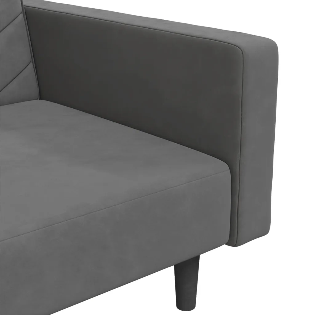 Divano Letto a 2 Posti con 2 Cuscini Grigio Scuro in Velluto 375919
