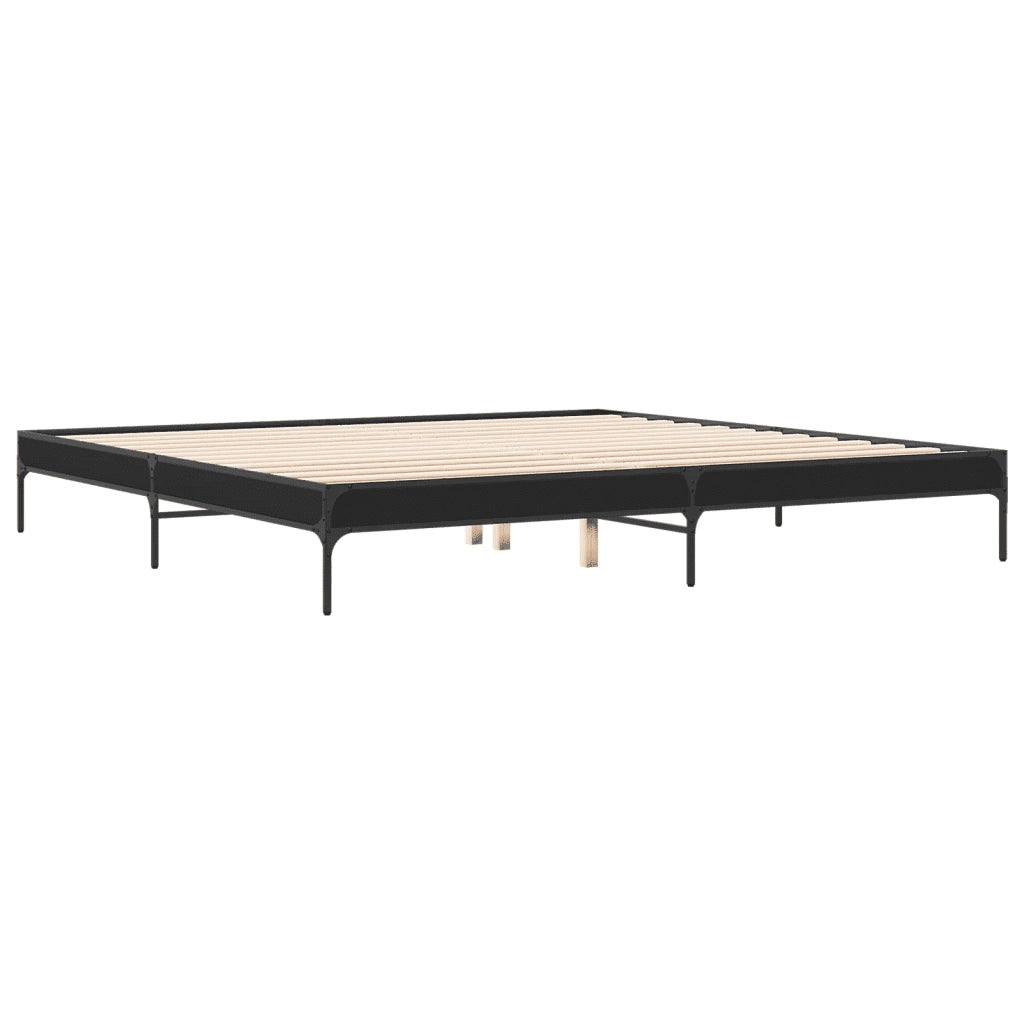 vidaXL Giroletto Nero 200x200 cm in Legno Multistrato e Metallo