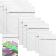 Set di 9 Waschette con Cerniera - Waschette per Lavatrice - Waschette per Intimo - Waschette per Asciugamani - Waschette per Tessuti Leggeri - Poliestere Grigio Chiaro - Set di Waschette