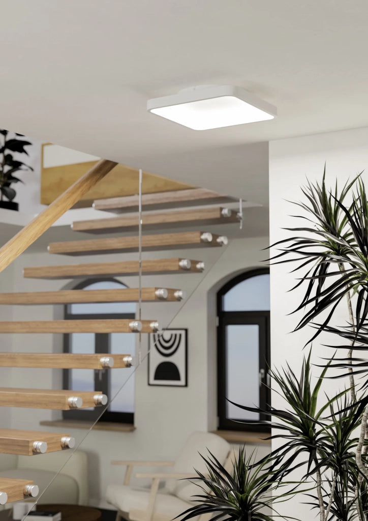 Plafoniera Moderna Loretello-Z Acciaio Bianco Plastica Led 20W 2500Lm Ip20