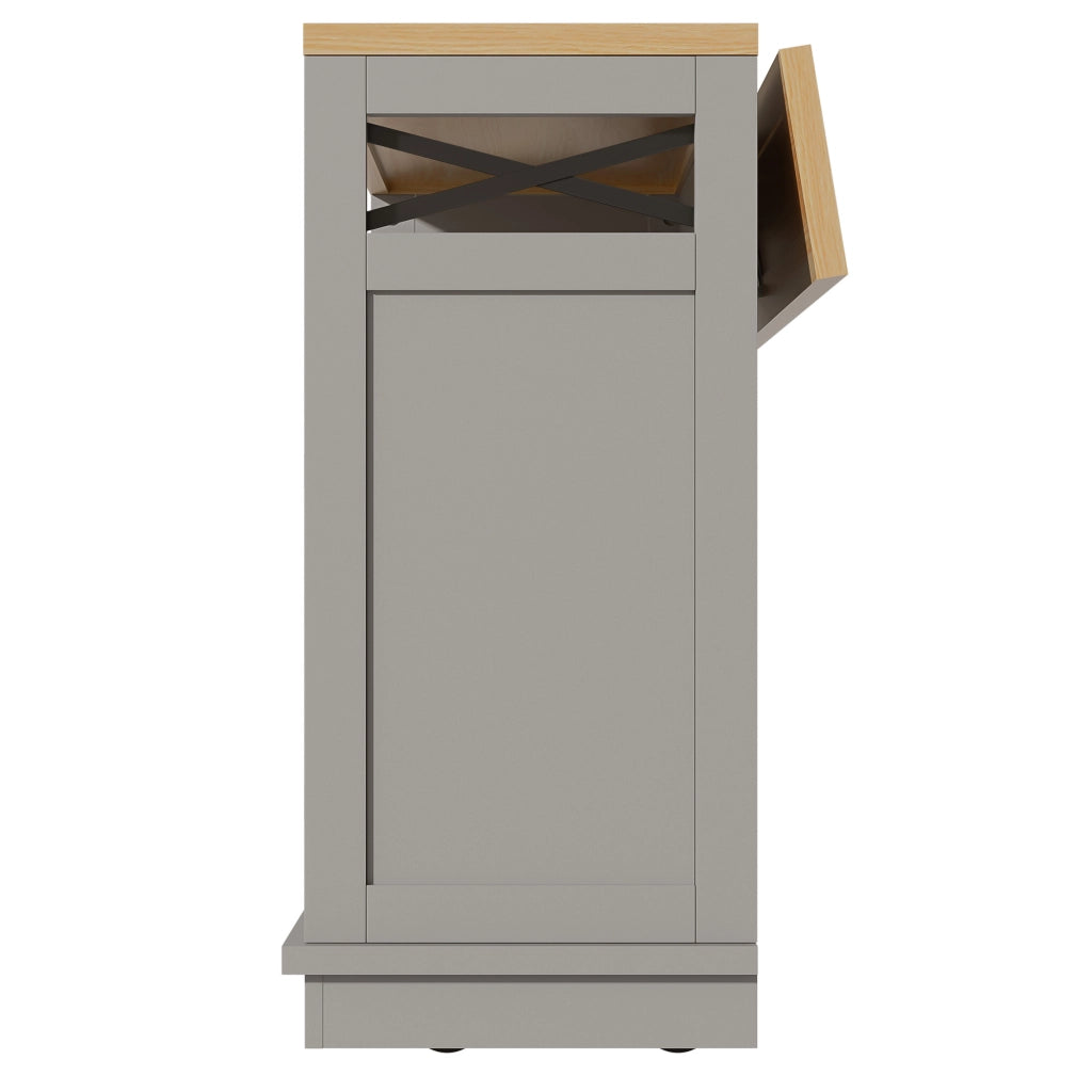 ISOLA CUCINA 118x43-80x98 cm Grigio MDF e Metallo con ruote