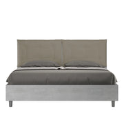 Letto Matrimoniale 160x200 cm con Rete e Contenitore Alzata Comoda Struttura Cemento con Cuscini in Similpelle Egos
