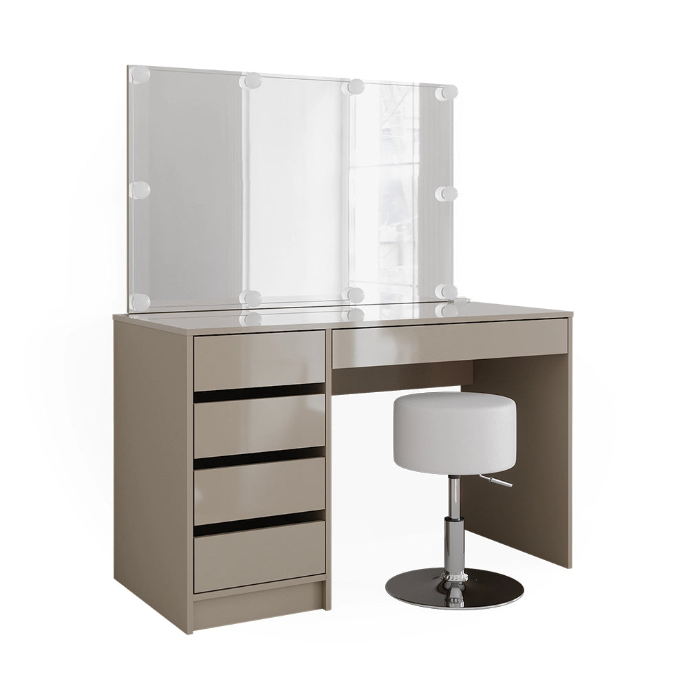 Vicco Tavolo da trucco Grigio 55 cm con illuminazione a LED e sgabello