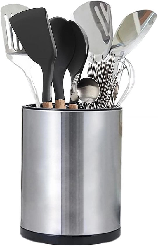 Contenitore di accessori da cucina, supporto da cucina girevole 360° realizzato in acciaio inossidabile 8,2 x 6,7 pollici Supporto da cucina con base di scarico Supporto da cucina da lavoro con distributore rimovibile.