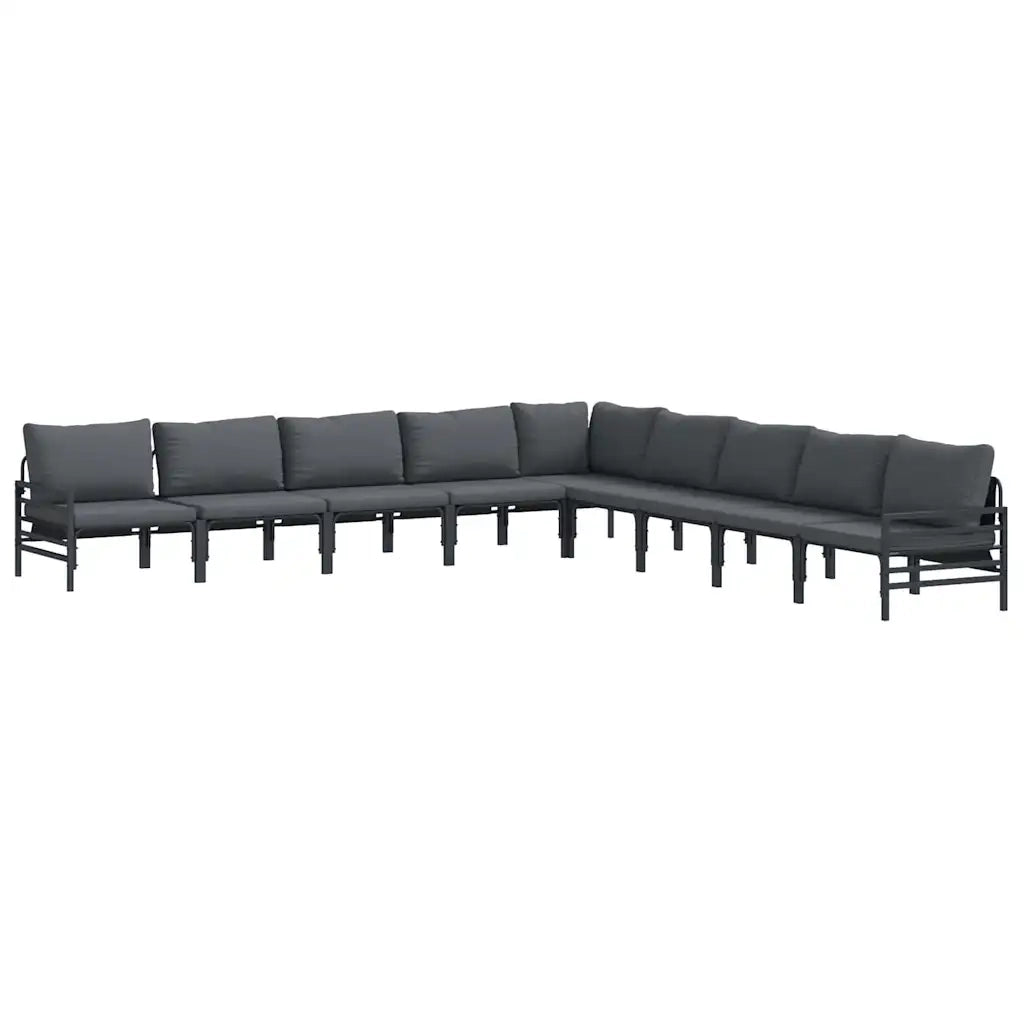vidaXL Set Divano da Giardino 9 pcs Antracite Acciaio