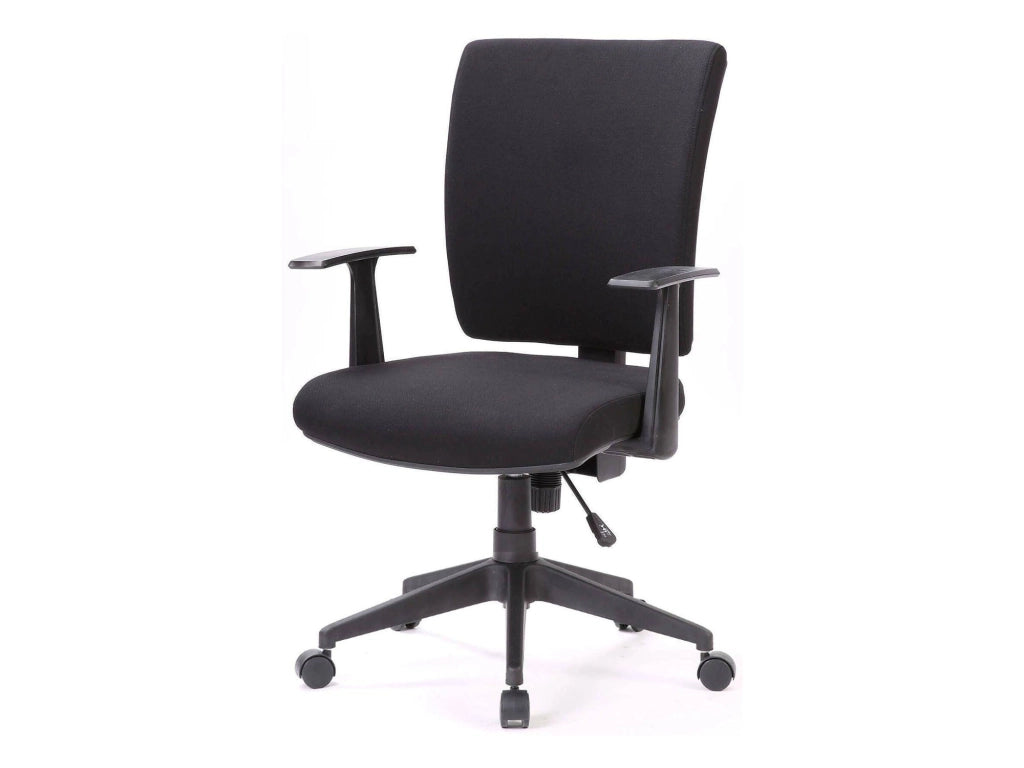 Sedia da ufficio Eulalia, Poltrona direzionale con braccioli, Seduta ergonomica da ufficio, 61x65h98/108 cm, Nero