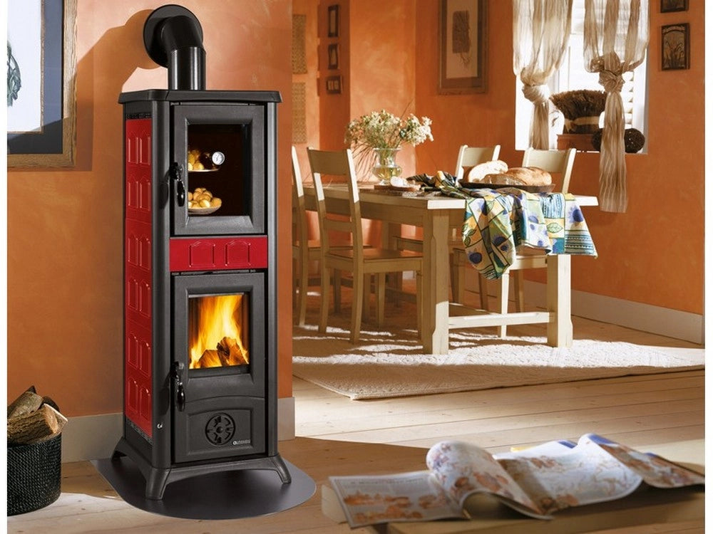 1pz la nordica stufa a legna gemma forno col. elegance bordeaux cod:ferx.vit53884