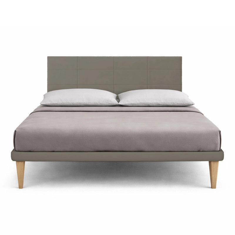 Letto imbottito Letto Matrimoniale alla Francese 140x200 cm Square - Similpelle,Cappuccino,Con rete