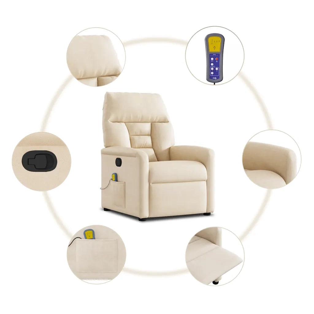 Poltrona Massaggiante Reclinabile Beige in Tessuto Microfibra 4015575