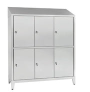 Armadio multispogliatoio in acciaio inox AISI 304 a 6 posti a 6 ante sovrapposte cm. 120x50x215h