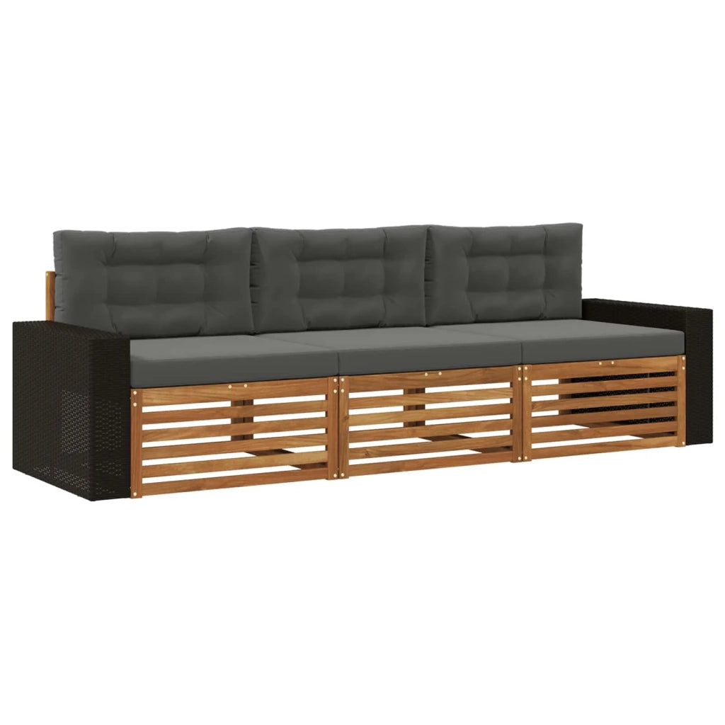 Set di divani da esterno 3 pcs Naturale e Antracite Poliestere 3382975
