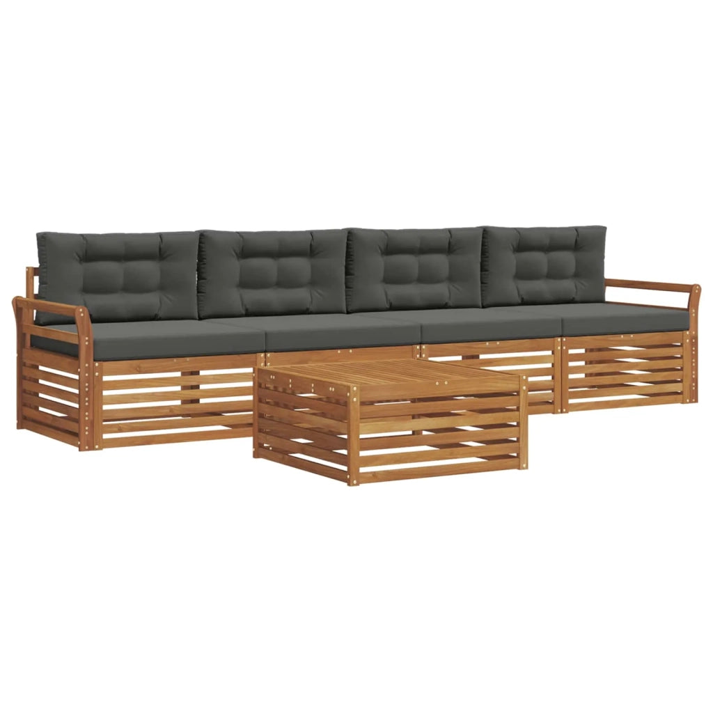 Set di divani da esterno con cuscino 5 pcs Naturale e Antracite