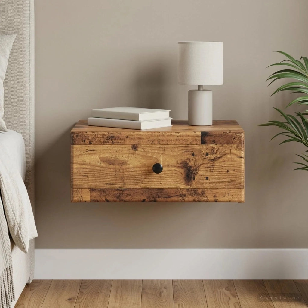 Mobiletto da notte a muro Legno antico 49 x 34,5 x 20 cm 899141