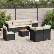 Set Divani da Giardino 9 pz con Cuscini Nero in Polyrattan 3223739
