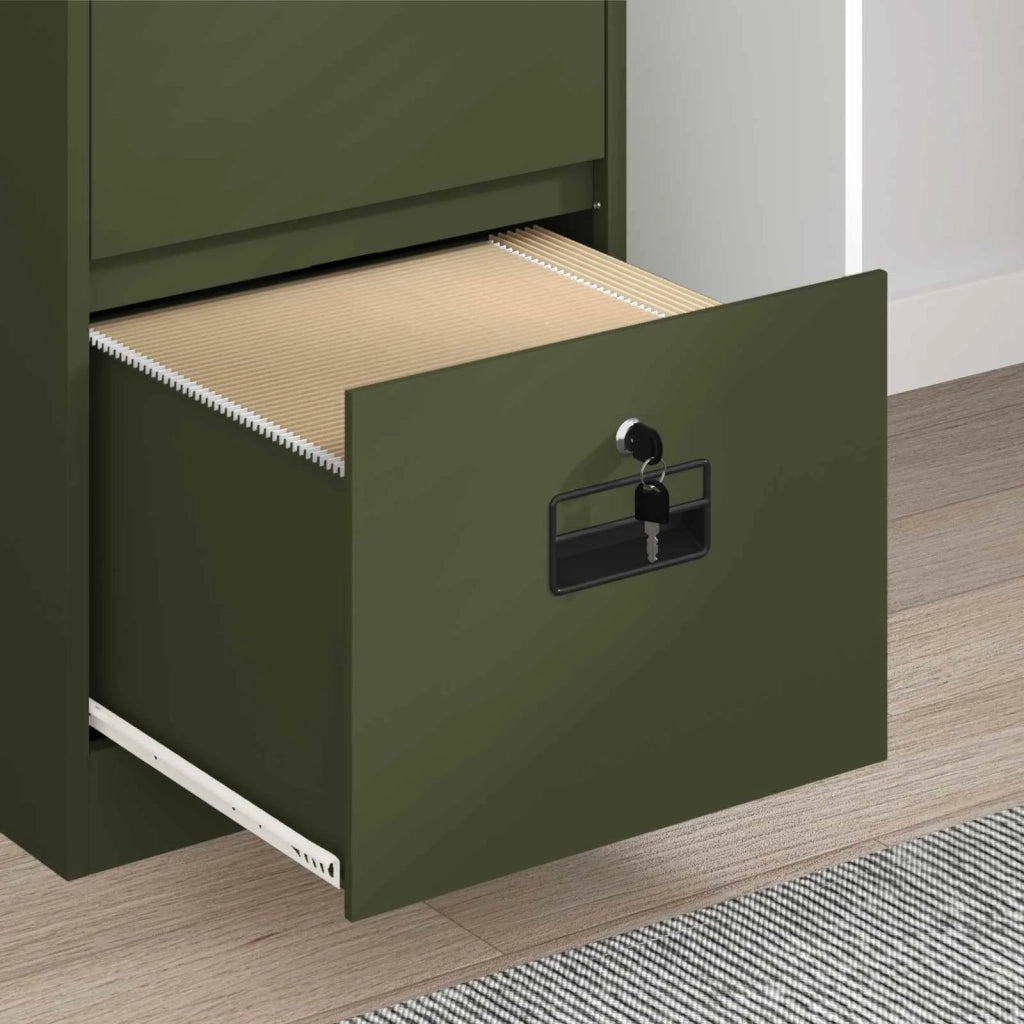 Armadio per File con cassetto Verde oliva 45,5 x 42 x 139 cm 891626