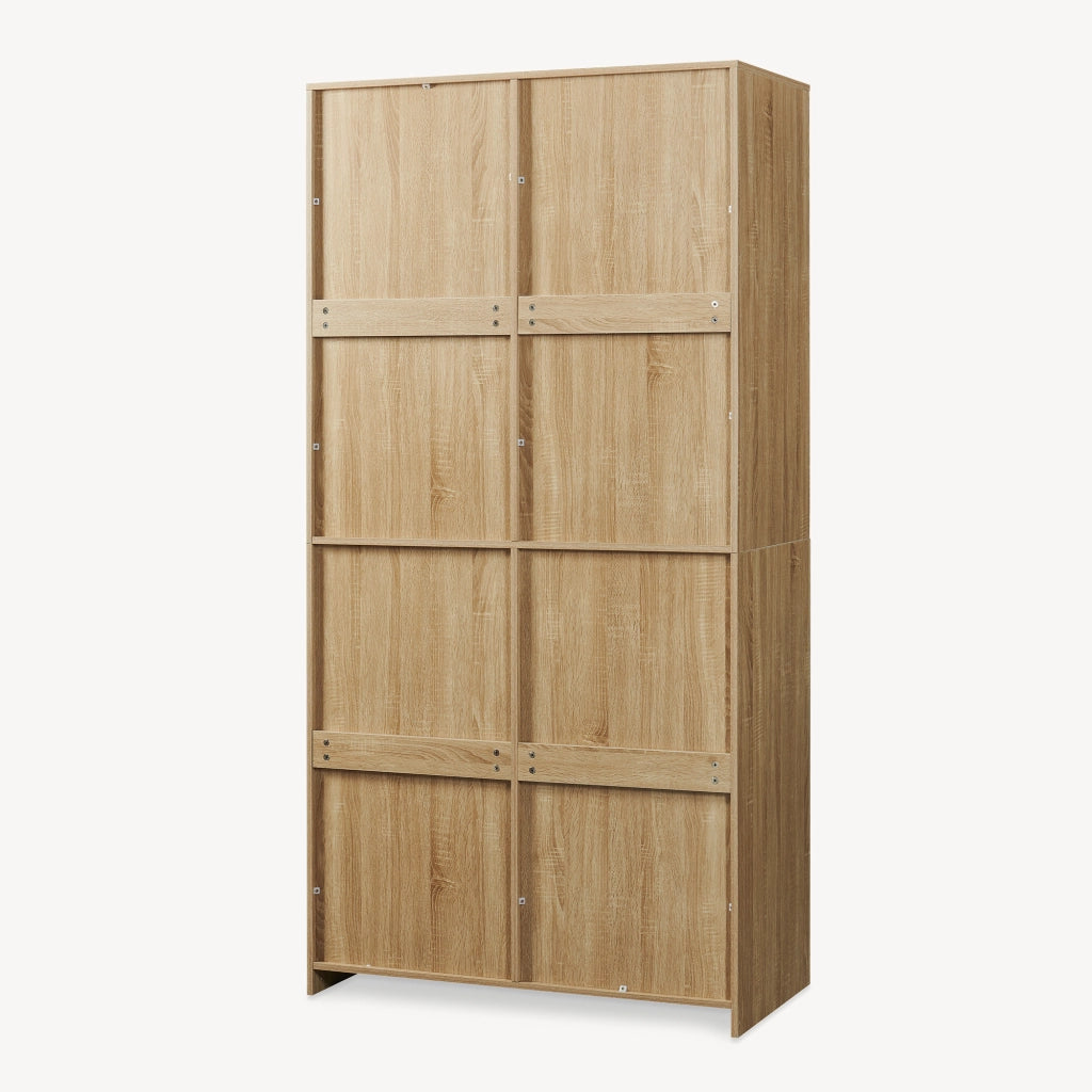Armadio Aperto Vippsaki Guradaroba con Barra Appendiabiti 7 Scomparti e 2 Cassetti 200 x 100 x 50 cm - Effetto Rovere [en.casa]