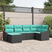 Set di divani con cuscino 6 pcs Nero polyrattan