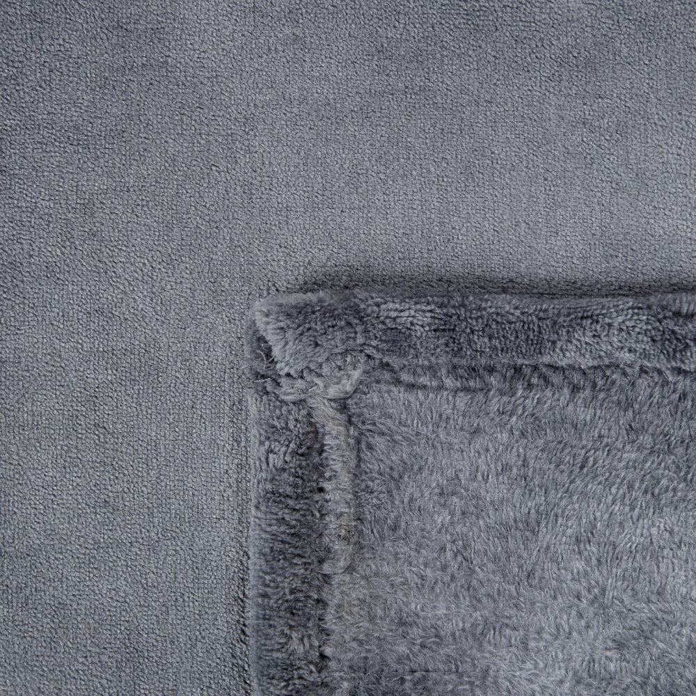 Coperta plaid in poliestere grigio 150 x 200 cm morbido durevole letto divano soggiorno stile classico