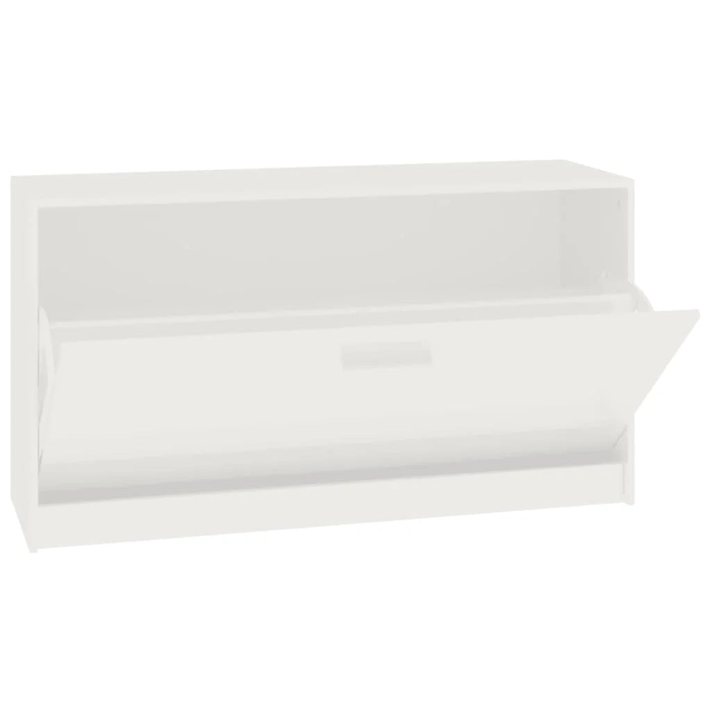 Panca portascarpe/stivali cassettiera mensola mobiletto portaoggetti per ingresso finitura lucida 80 x 24 x 45 cm legno ingegnerizzato bianco 02_0022904