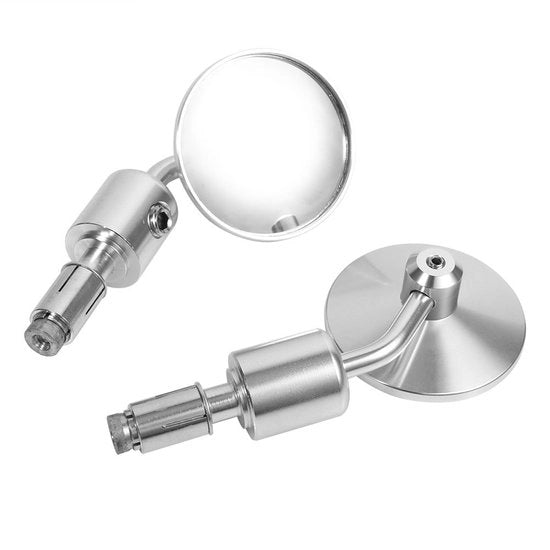 Specchietti di bordo in lega di alluminio - Specchi retrovisori - Specchietto laterale - Diametro specchio 6,5 cm - Lunghezza cassetta 11 cm - Adatto per manubrio 7/8" - Specchi per motocicletta