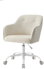Sedia da Ufficio con Rotazione - Sedia da Scrivania - Sedia Ergonomica - Schiuma Comfort - 64x64x (83-93) cm - Tela Sherpa Bianca