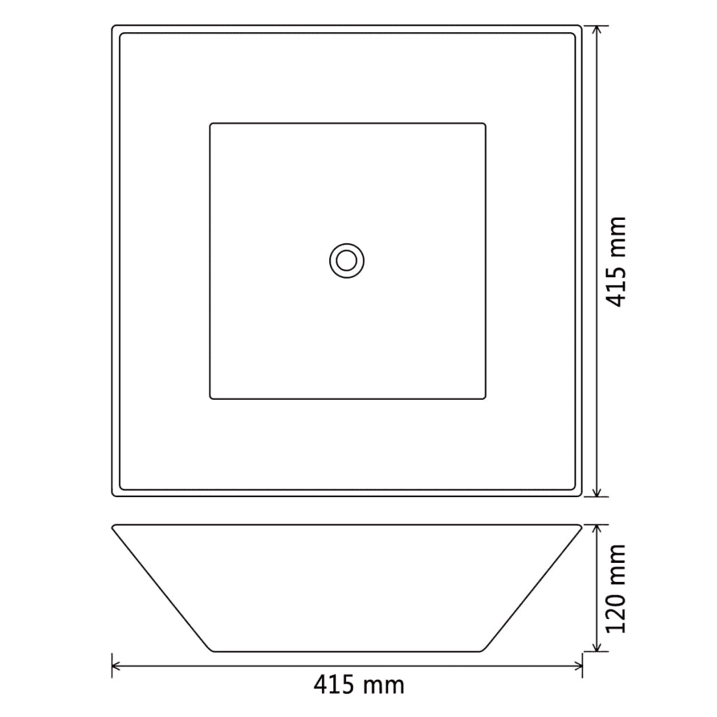 Lavandino-Lavello Quadrato in Ceramica Nero 41,5x41,5x12 cm