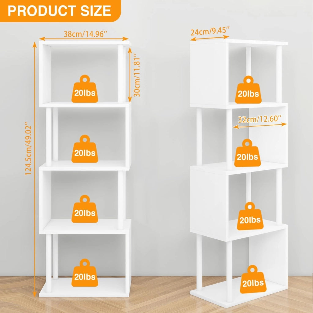 Libreria Scaffale a 5 Livelli, S, Moderno, Scaffali Espositivi in Metallo per Soggiorno, Camera Da Letto, Ufficio, Bianco WBC015W