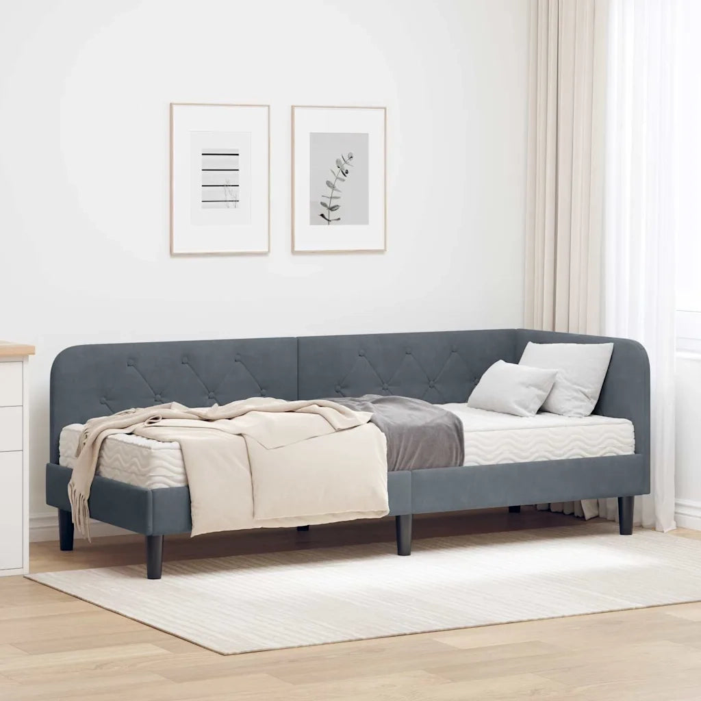 Cornice del letto ad angolo Grigio scuro 80 x 200 cm Velluto 3394135
