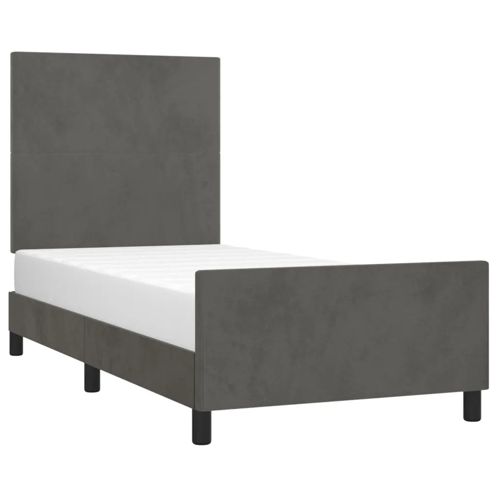 Giroletto senza Materasso Grigio Scuro 90x190 cm Velluto 3125606