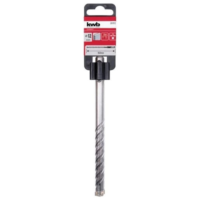 Kwb punta SDS plus 4 taglienti, diametro 12 mm, lunghezza 160 mm, per cemento armato e calcestruzzo, acciaio per utensili