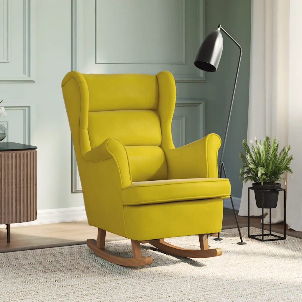 Sedia a dondolo con schienale alto in velluto giallo CFW3792148