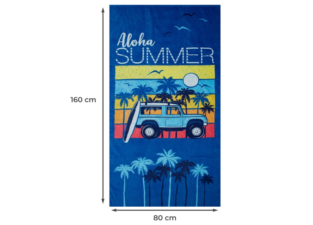Telo Mare Stampato In Spugna Spiaggia Piscina Disegno California Aloha Summer D.2