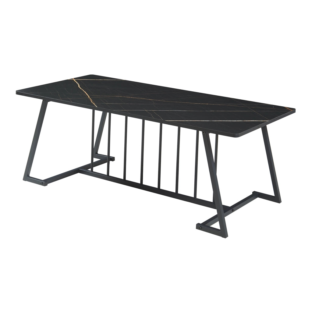 Tavolino Centrale da Salotto Nospoo 120x60x46 cm Effetto Marmo Nero [en.casa]